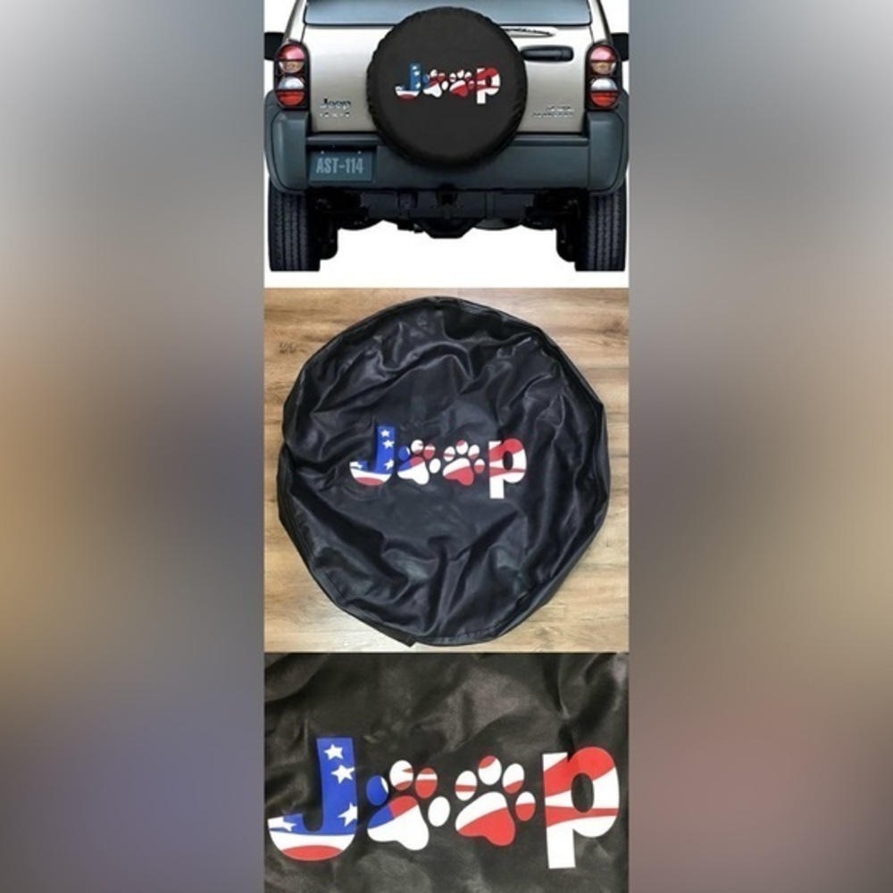 Jeep Black Tire Cover with Patriotic Logo